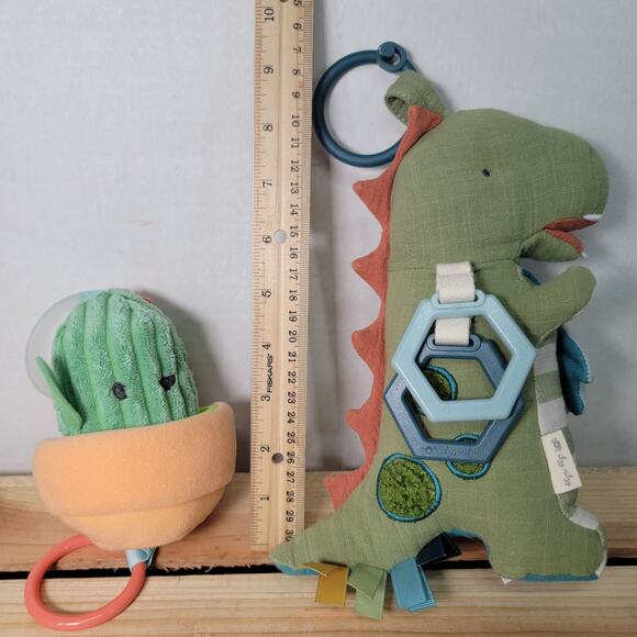 2 Pc Infant Toys: Itzy Ritzy Dino Rattle & Skip Hop Crinkle Cactus - Picture 5 of 5